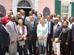 Outside parliament following debate on  Randol Fawkes labour day